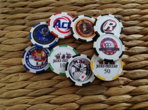6 stipe custom clay poker chips