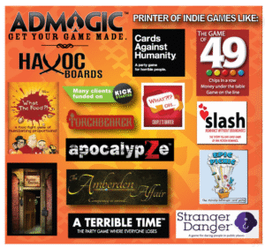 Games Ad Magic has printed