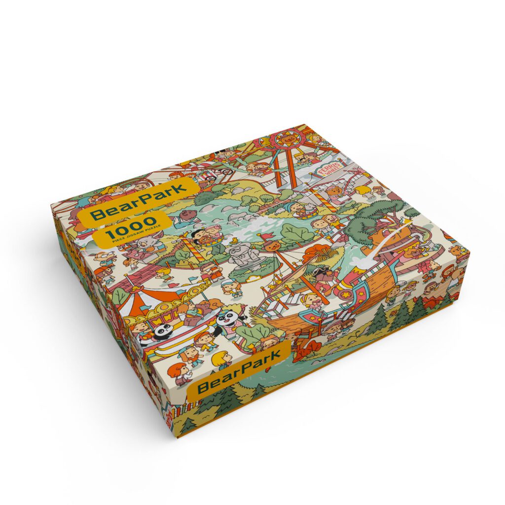 A box containing Bear Park's 1000 piece puzzle, manufactured by Ad Magic