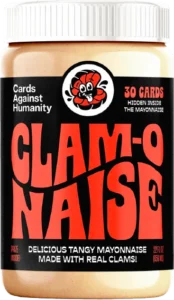 A jar of Clam-O-Naise we manufactured for Cards Against Humanity