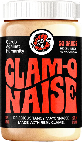 A jar of Clam-O-Naise we manufactured for Cards Against Humanity