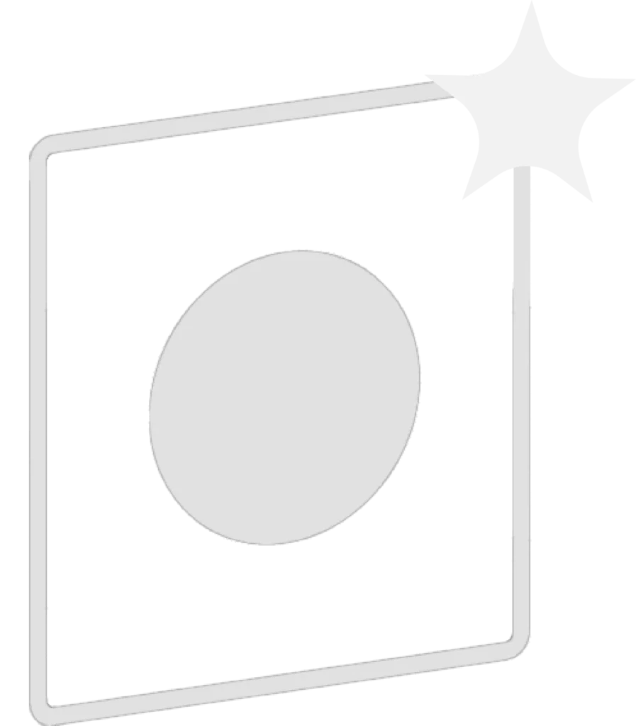 An abstract drawing, a box with a sheen