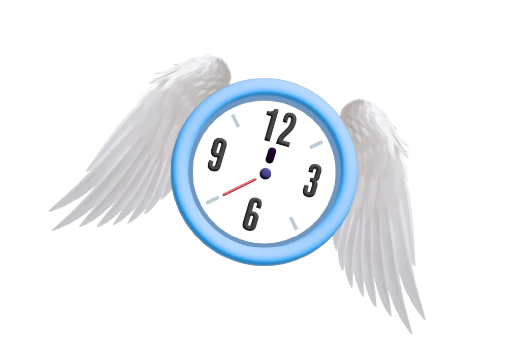 A clock with wings