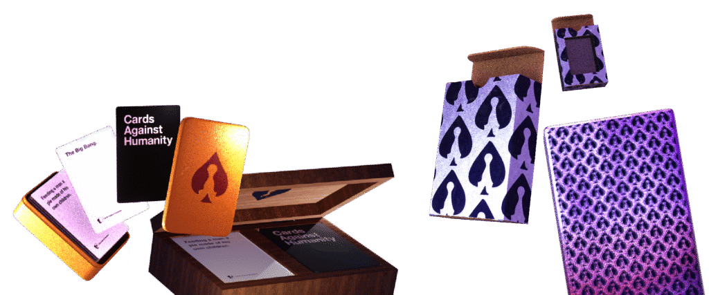 Various Ad Magic packaging options: custom cards, wooden boxes, tuck and window boxes, and two part boxes.